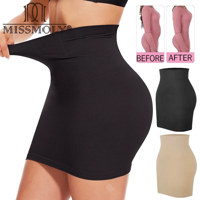 Half Slip Shapewear for Women Under Dresses Built-in Panties High Waist Tummy Control Slips Skirts Butt Lifter Body Shaper Dress
