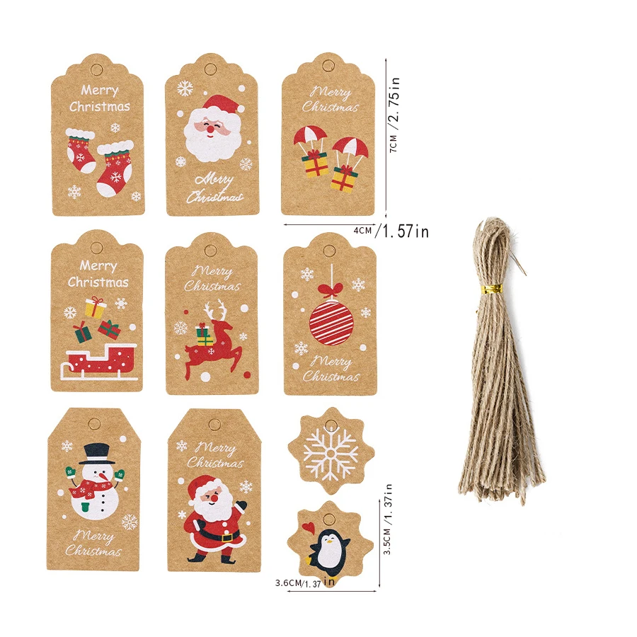 50 teile/satz Weihnachten Kraft papier Tags Brief Santa Claus Geschenk Tag Vintage Karte DIY Weihnachts feier Dekoration Versorgung – Detail 7