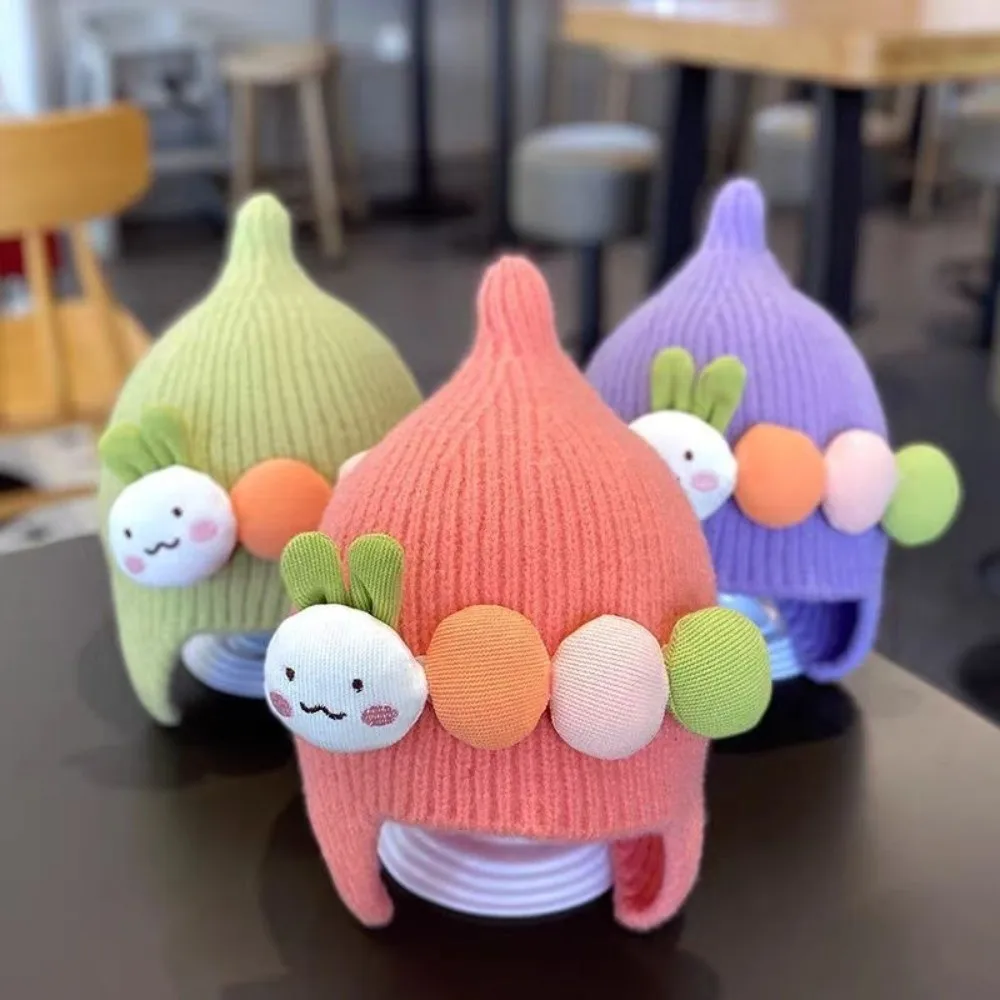 Winter Kids Beanie Cap Ear Protection Windproof Cartoon Knitted Hat