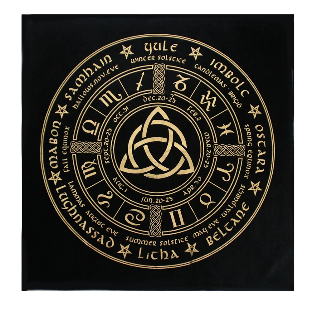 Black Tablecloths Tarot Clot Card Divination Halloween Tablecloth Black gold Fashion Decoration Alchemical Sigil Altar Astrology 3