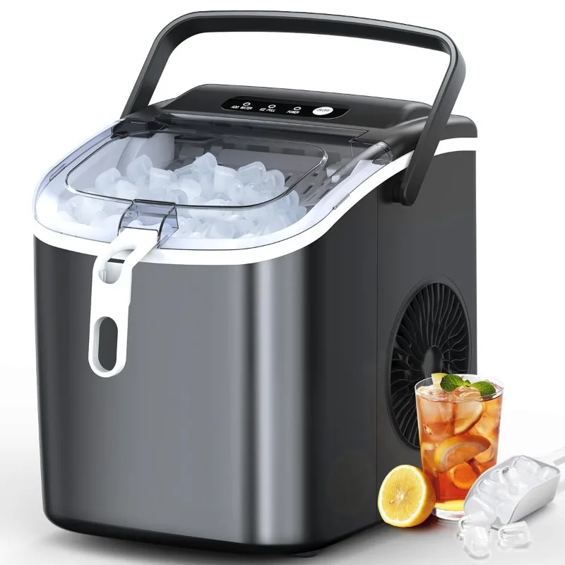 Countertop Ice Maker, Ice Maker Machine 6 Mins 9 Bullet Ice, 26.5lbs/24Hrs,  Portable Ice Maker Machine with Self-Cleaning - AliExpress