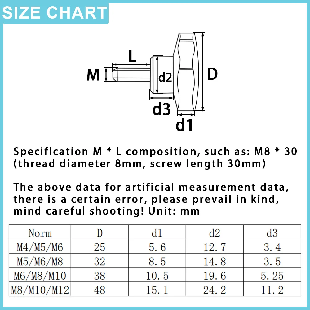 Star Hand Knob Screw 2-10pcs M4 M5 M6 M8 M10 Carbon Steel Star Shape Head Thread Clamping Thumb Handle Machine Screw