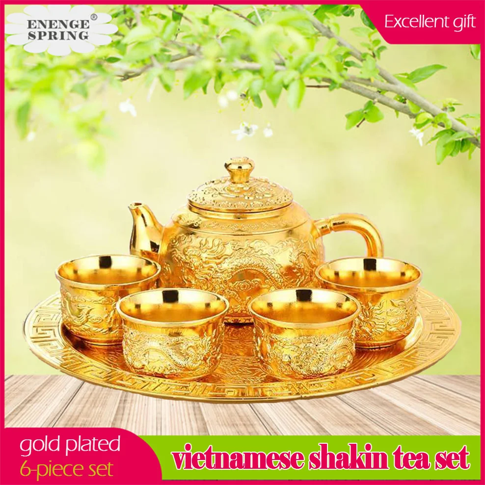 VietnameseShakinTeaSet6PieceSetAlloyGoldPlatedDragonPhoenixTeapotTeacupTrayTea.jpg