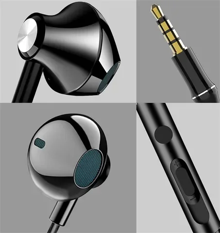 

Earphones Wired In Ear Wire Control Sport Headset Black Earphones Bass Headset Elbow Plug Mobile Gaming Movie Earbud with Mic