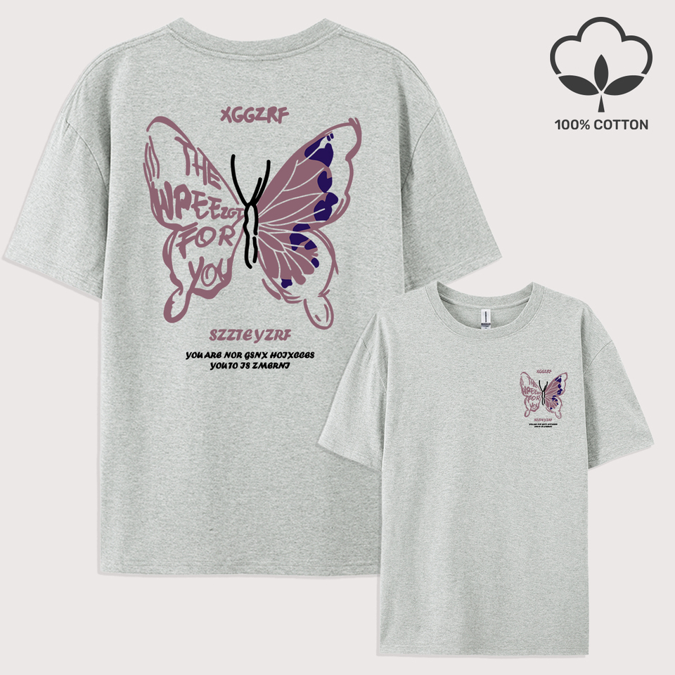 Personality Butterfly
Design Men T-Shirts Hip Hop Trendy Short Sleeve All-Match Cotton Soft T Shirt Summer Loose Clothes