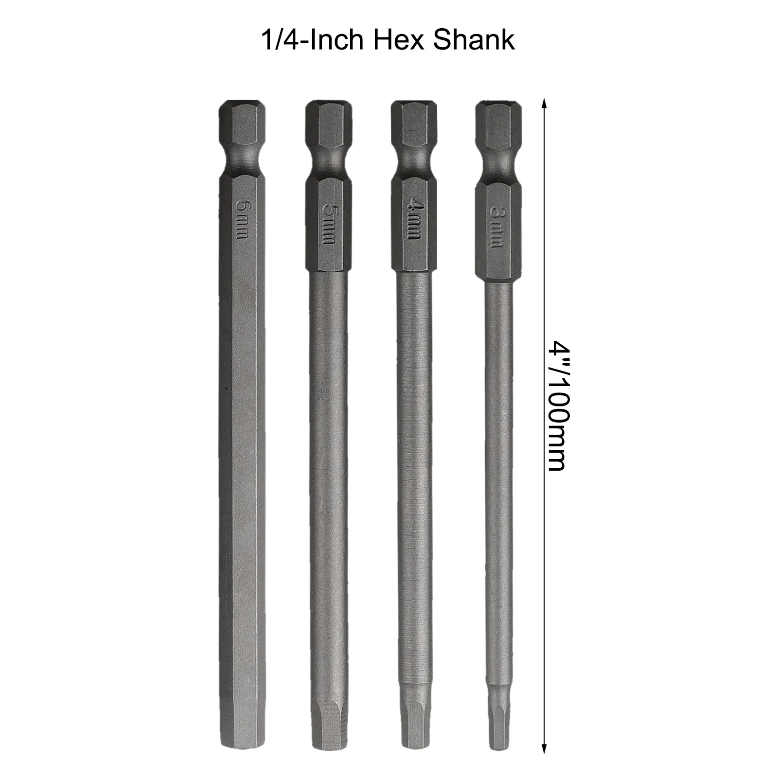 4 stücke Magnetische Schraubendreher-bits 1/4 Sechskantschaft 100mm Lange Schraubendreher-bits Für Torx/Hexagon/Kreuz/Schlitz Elektrische/hand Screwdrive – Detail 6