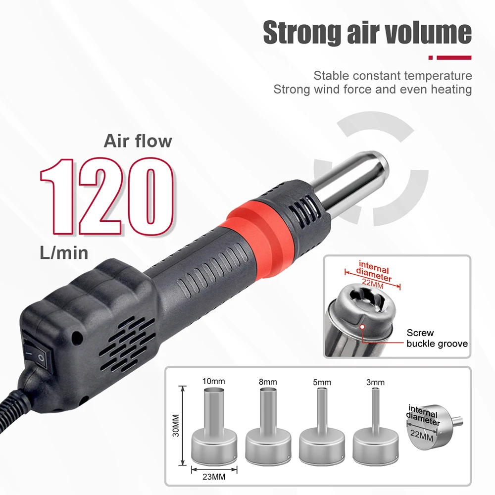 JCD Micro Hot Air Gun 8208 750W Soldering Rework Welding Station LCD Digital Heat Gun BGA IC Solder Tools With Heat Shrink Tube 4