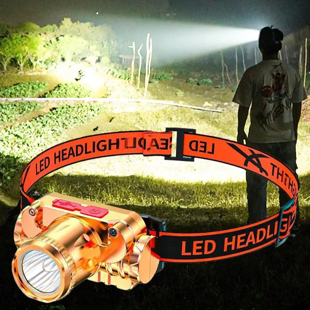 LED 미니 헤드램프 18650 충전식 헤드 토치, 야외 방수 손전등, 1200mAh 헤드라이트