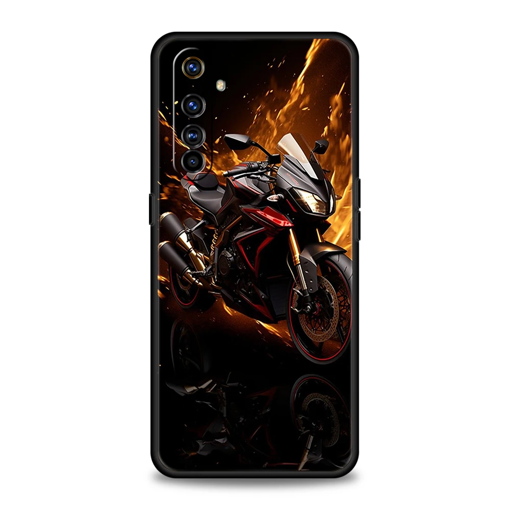 Sleek Black Motorcycle Sports Car Soft TPU Phone Cover