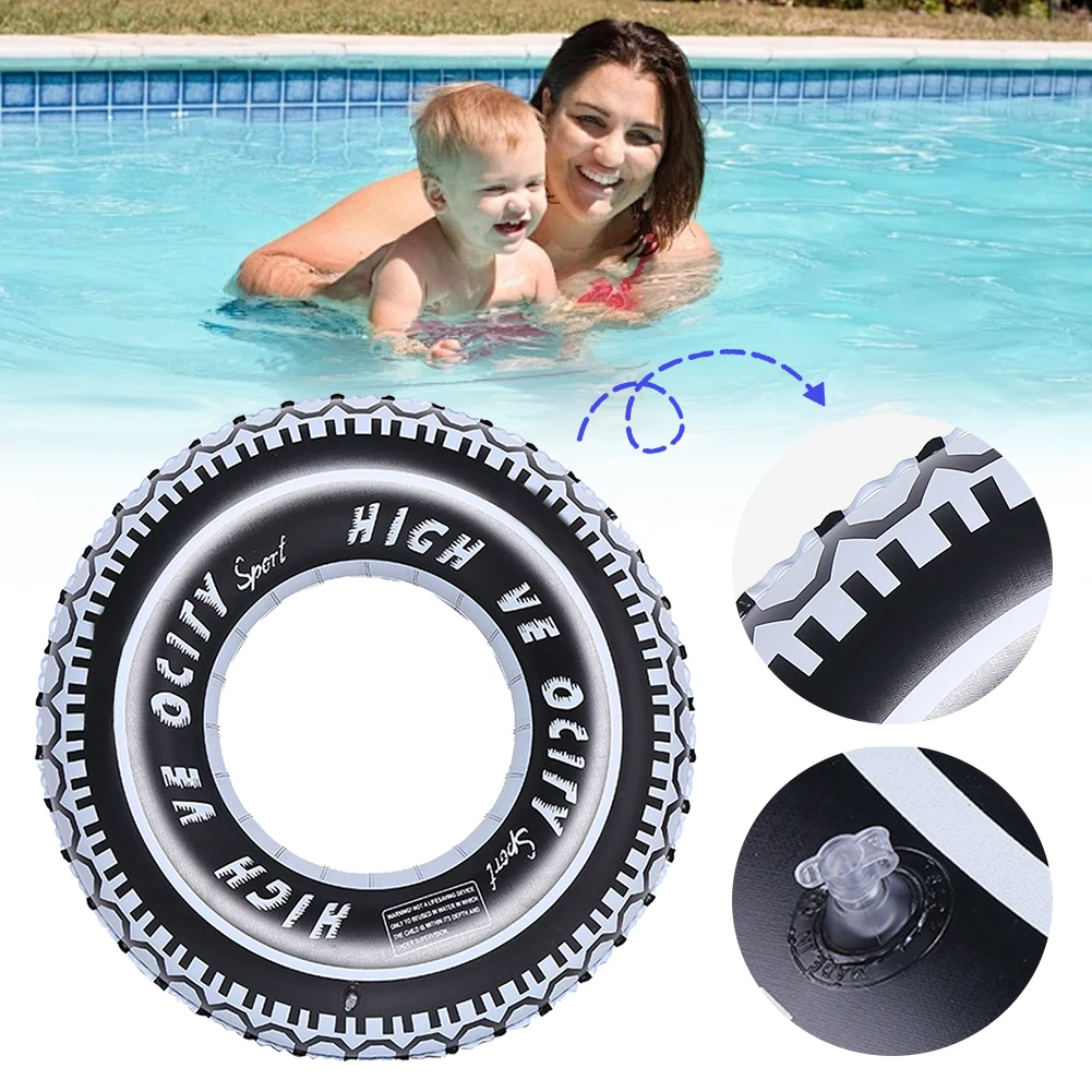 Tire Pattern Pool Floating Rings Leakproof Inflatable Swim Ring Blow Up Swim Tube Swimming Rings Floaties for Summer Pool Party