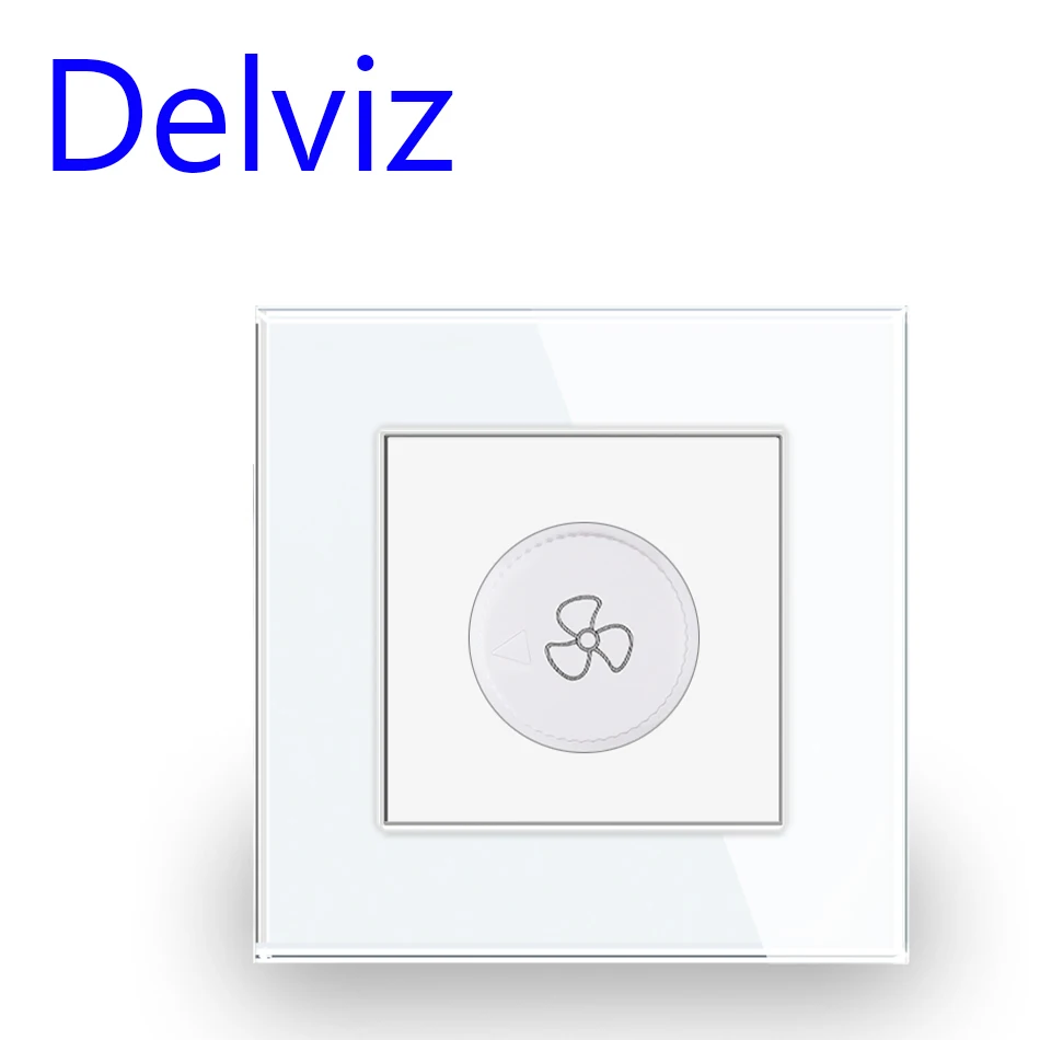 Delviz-vidro Painel Knob Switch Brilho Ajustável Controller Wall Mounted Ventilador de Teto Interruptor de Controle de Velocidade 86 mm ac 110250v
