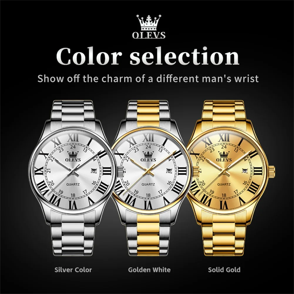 ساعات OLEVS الفاخرة بمقياس روماني للرجال، ساعة كوا...