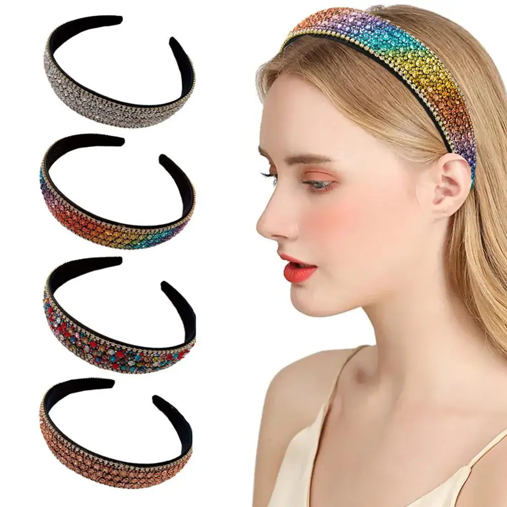 

Vintage Rhinestone Hairband Women Luxury Crystal Hair Hoop Bands For Female Girls Hair Accessories Headdress 6 Color