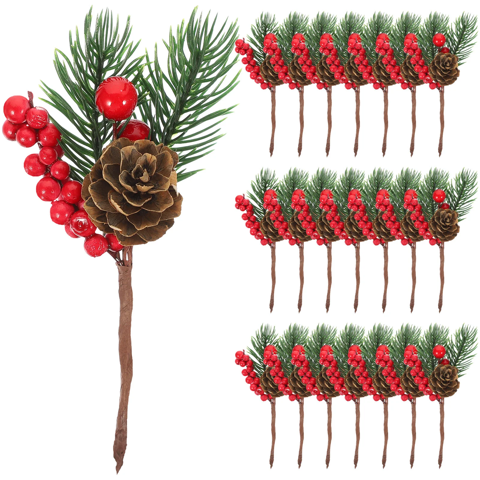 Christmas Pine Branches, Berries & Cones - 8pcs Floral Picks for Xmas  Wreaths, Garlands & Decorations