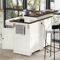 Rolling Kitchen Island with Power Outlets, 3 Drawers & 4 Door Shelves, Mobile Cart for Dining Room & Kitchen, White 4