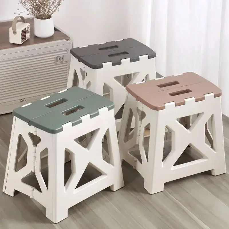 Folding stool Stool with Handle Lightweight Plastic Foldable Step Stool Home Outdoor Fishing Chair Simple-slip Convenient and Easy To Carry