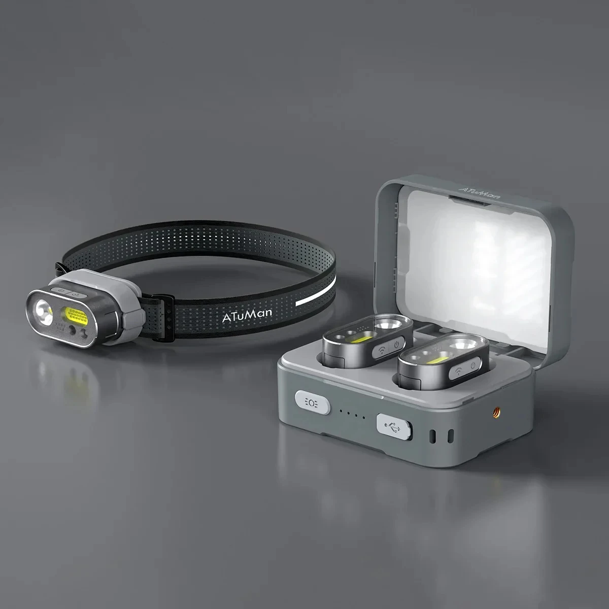 Lampe frontale multifonction ATuMan DUKA MH1 rechargeable USB avec détecteur de mouvement pour pêche