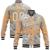 Custom Orange Black Leopard 3D Pattern Design Bomber Full-Snap Varsity Letterman Jacket - Image 5