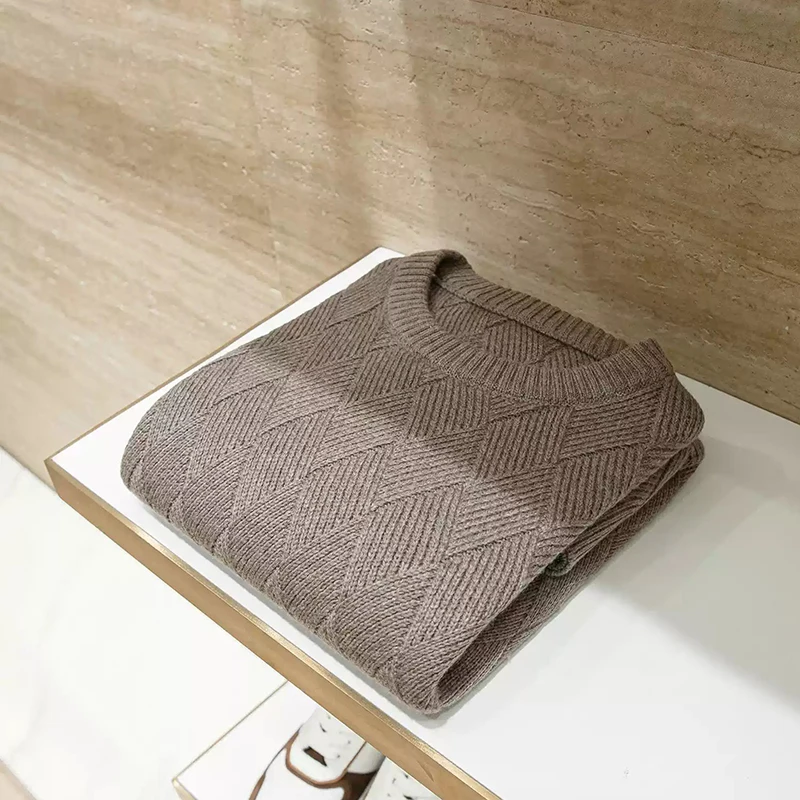 Luxury Premium Quality Men's Wool Blend Thickened Warm Knitted Sweater Winter Elegant Old Money Business Casual Pullover 5