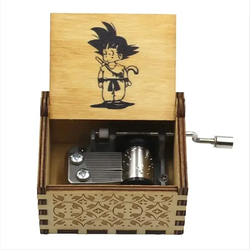 AUF LAGER Hotsale!! Antik geschnitzte Handkurbel aus Holz, einteilige Spieluhr, Dragon Ball-Figur, Weihnachts- und Geburtstagsgeschenk – Detail 3