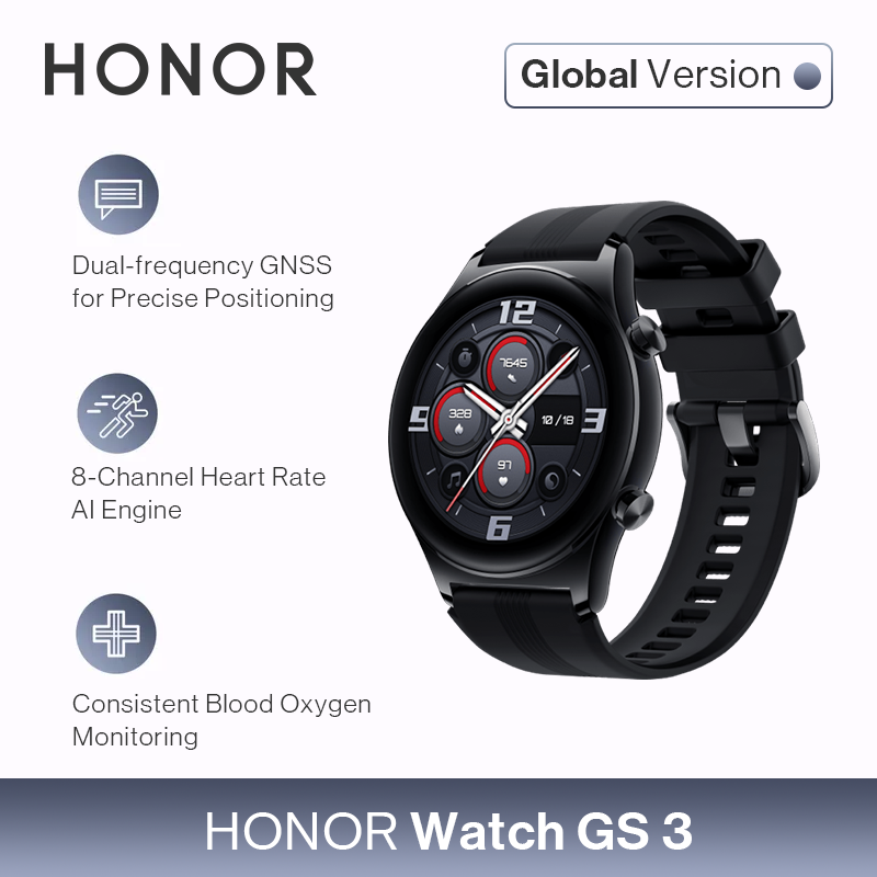  HONOR Watch GS 3 Global Version 3D-Curved Glass SmartWatch GS3 1.43" AMOLED Screen 8 Channel Accurate Health Monitoring Watch 