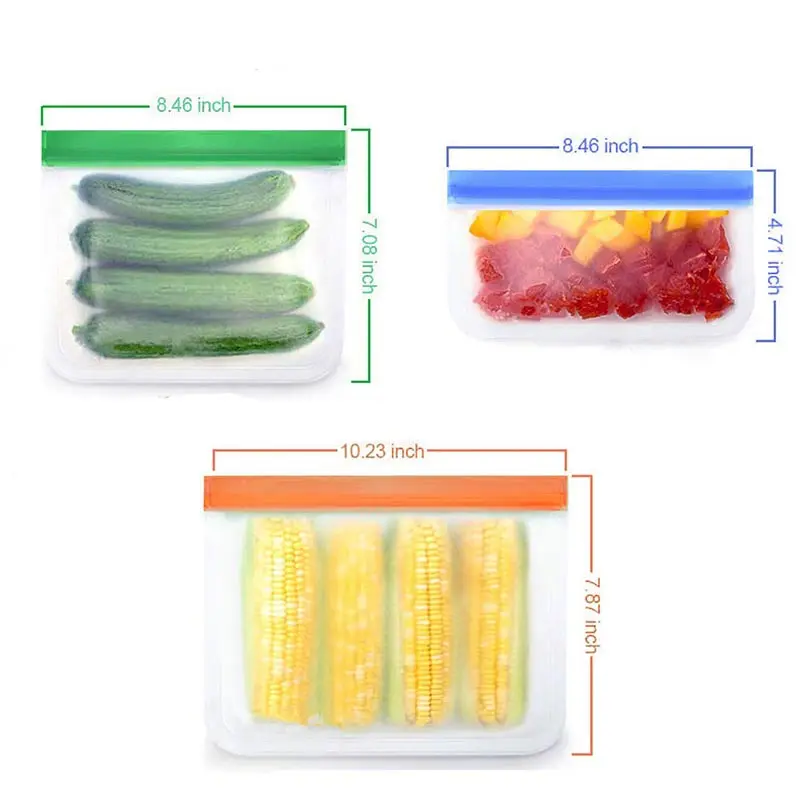 Reusable PEVA Food Storage Ziplock Self-Sealed Fresh-keeping Bags