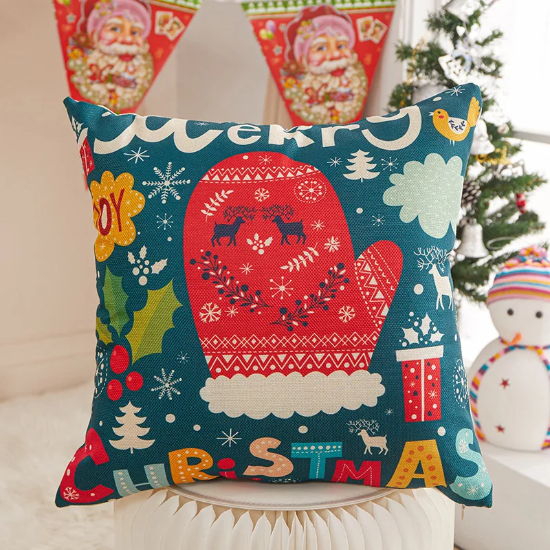 

Cartoon Pattern Pillowcase Cute Santa Claus Pattern Sublimation Printing Home Fashion Creative Decoration Sofa Bed Pillowcase