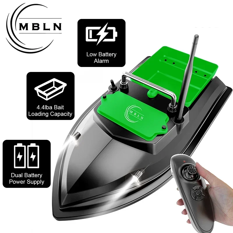 MBLN RC Fishing Bait Boat, 500m Remote, Single Hopper, 2kg Load, Waterproof Design, Steady Cruise, Easy Return Feature. VX