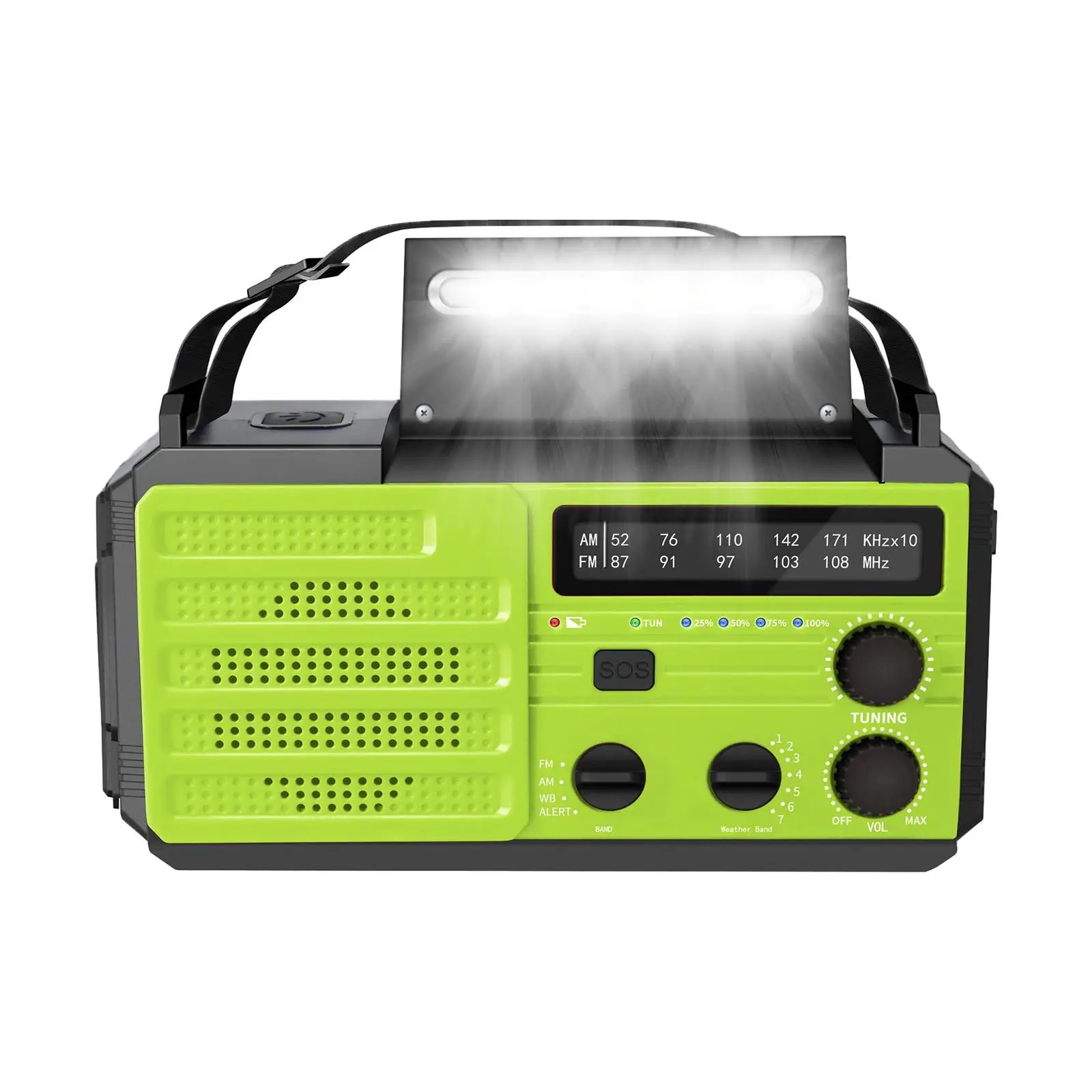 

Emergency Radio Solar Powered 8000mAh SOS Alarm Portable USB Charger Solar Radio for Home Survival Camping Backpacking Green