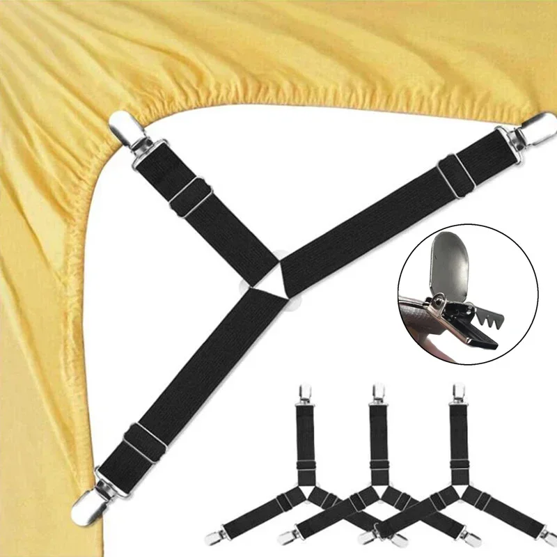 

4Pcs Triangle Bed Sheet Holders Fitted Sheet Clips Adjustable Sheet Suspenders Mattress Gripper Clips for Bed Mattress Cover New