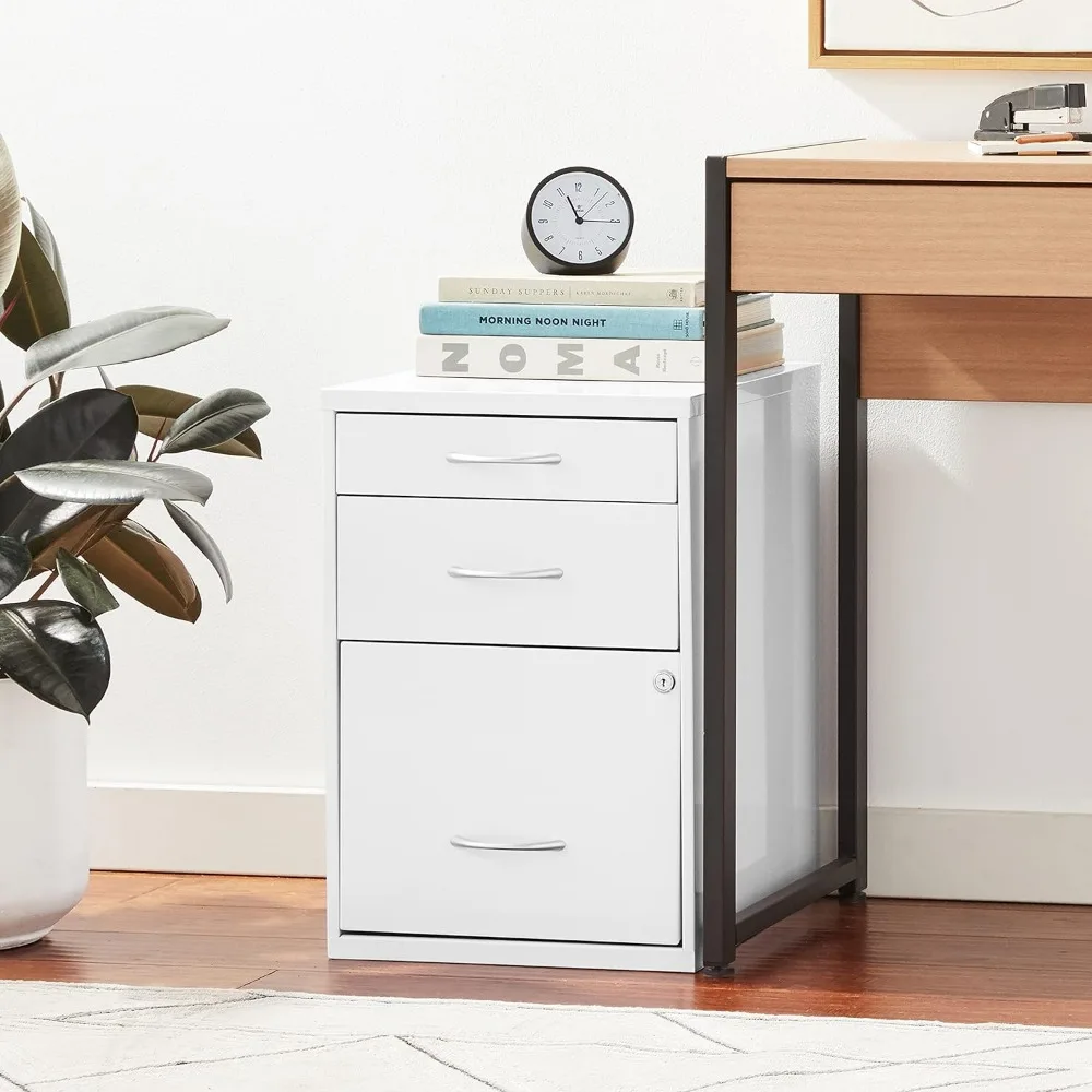 

Heavy Duty 3-Drawer Metal File Cabinet for Standard Files and Office Supplies Free Shipping White Finish Filing Cabinets Storage