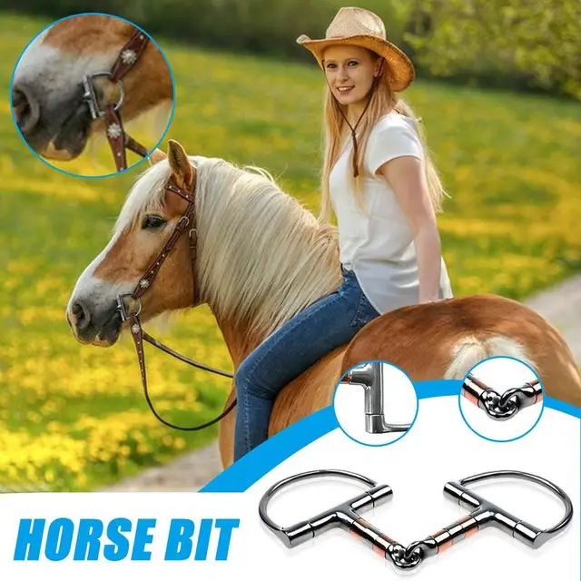 Horse Snaffle Bit D Ring Mouth Bit Roller With Copper Single Joint Horse Bit D-Ring Snaffle Bits For Equestrian Supplies 3