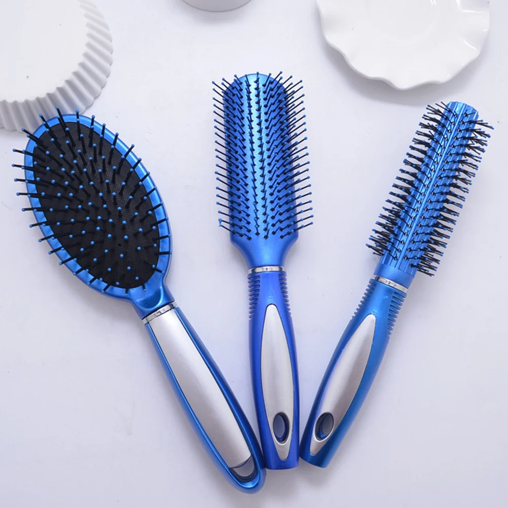 

Hair Brush Set with Detangling Paddle Brush Cushion Hair Combs Hair Dryer Brush for Men Kids 3pcs ( Blue )