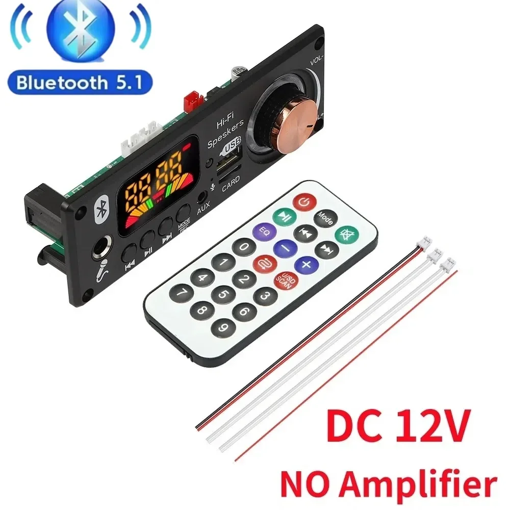 200W Amplifikatör Bluetooth 5.3 DIY MP3 WAV Dekoder Kurulu DC 12V 50W 100W Kablosuz Araç USB MP3 Çalar TF Kart Yuvası USB FM Mic ile