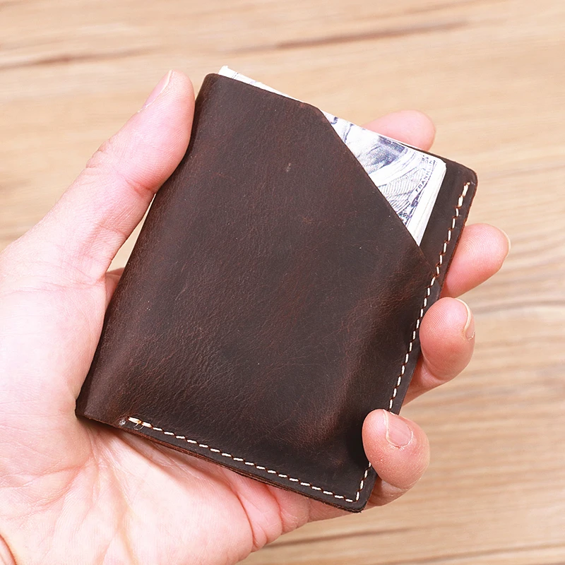 Leather Mens Slim Cards Holder Front Pocket Wallets Card Wallet