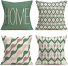 Linen Throw Pillowcase Home Green Geometric Wavy Arrow Design Home Decoration Cushion Cover Square Pillowcase 1