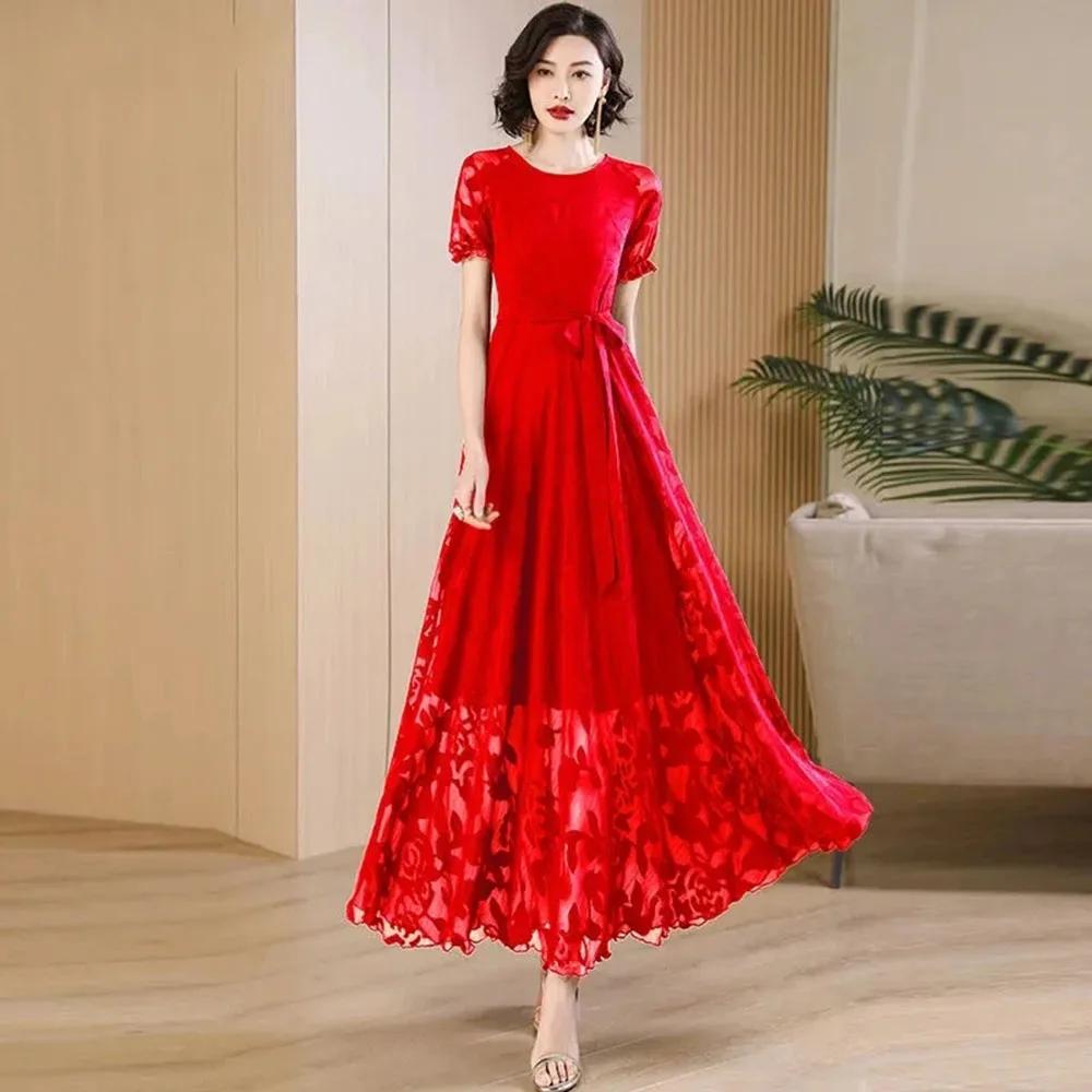 korean dress maxi korean dresses for women Dewlily Summer Dress Korean Fashion Teens 20s 30s Cute Leg-lengthening Date