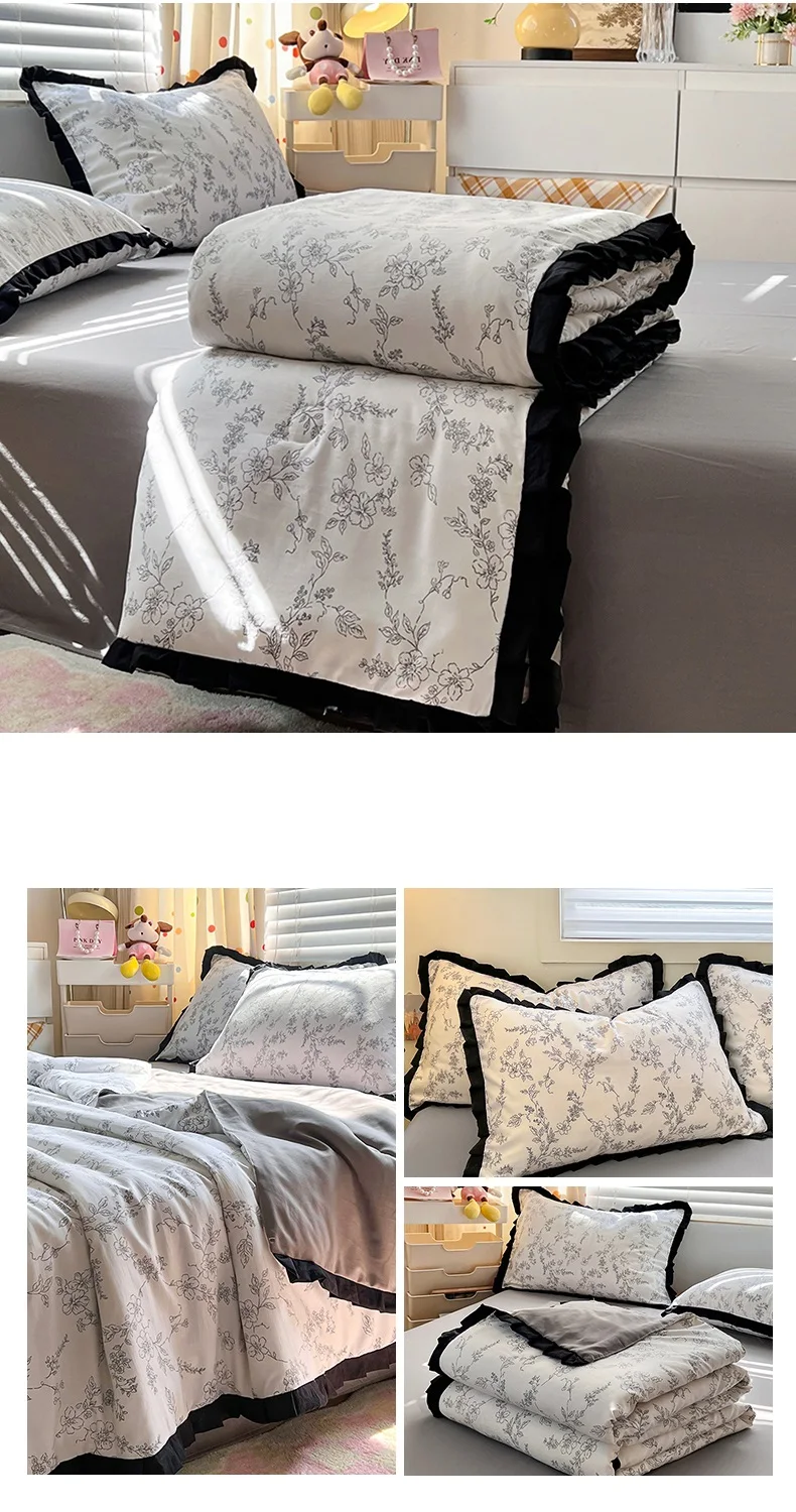 Floral Style Duvet Summer Comforter Single/Queen Size Quilts Quilted Blanket Skin-friendly Bedspread 여름이불(Pillowcase Need Order)