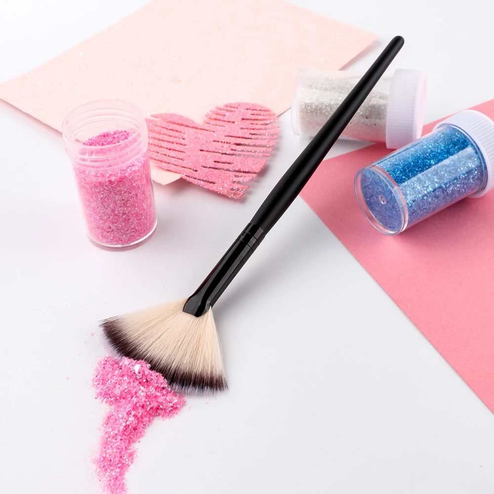 Multifunction Surface Sweep Brushes for Removing Glitter Powders DIY Paper Card Supplies Fan Shape Synthetic Brushes Tools