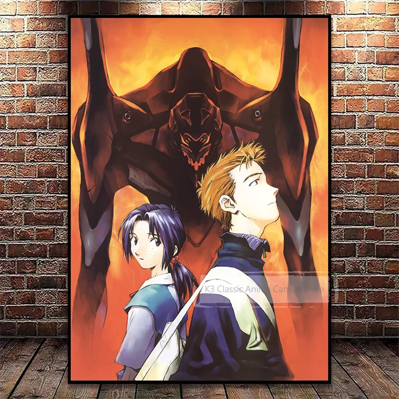 Vintage Anime Neon Genesis Evangelion Aesthetic Canvas Wall Art