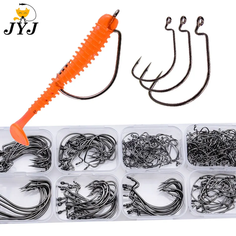 Hameçons offset EWG en acier carbone pour Texas rig et drop shot - pêche aux leurres souples