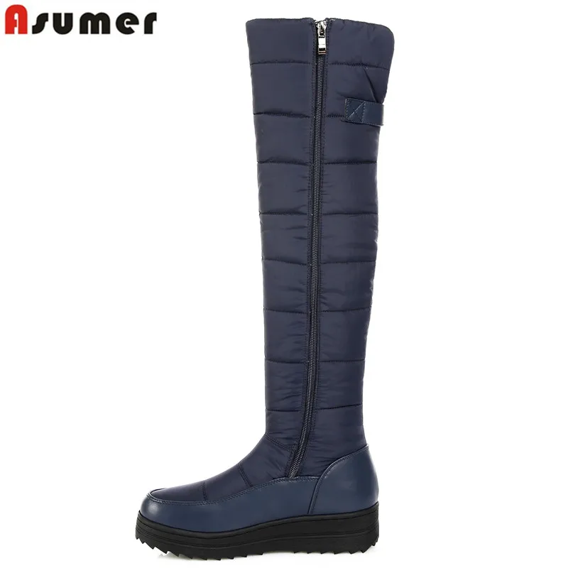 

ASUMER 2023 new high quality down warm snow boots women platform thigh high boots ladies zipper winter shoes over the knee boots
