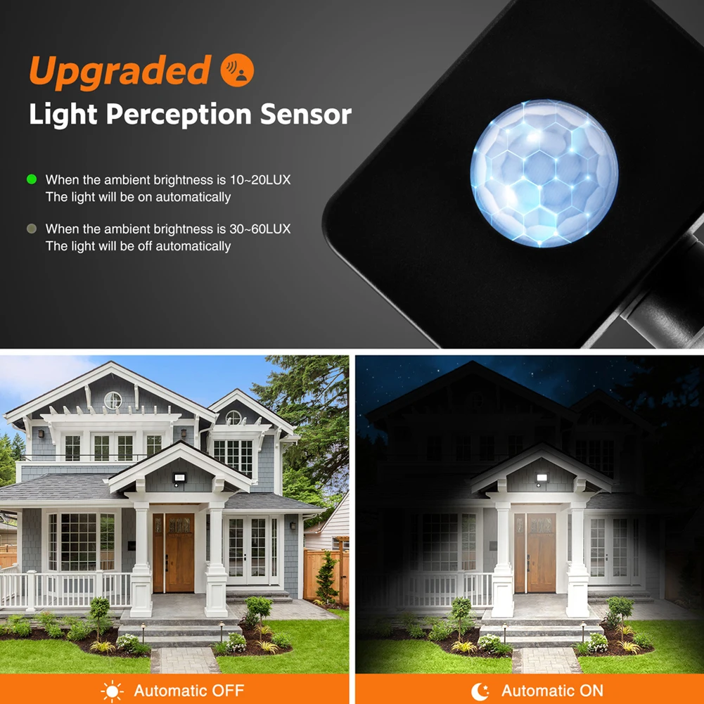 LED 모션 센서 투광 조명, 야외 벽 조명, 백색 조명, 50W, 30W, 20W, 10W, IP66 방수, 정원용 LED 스포트라이트