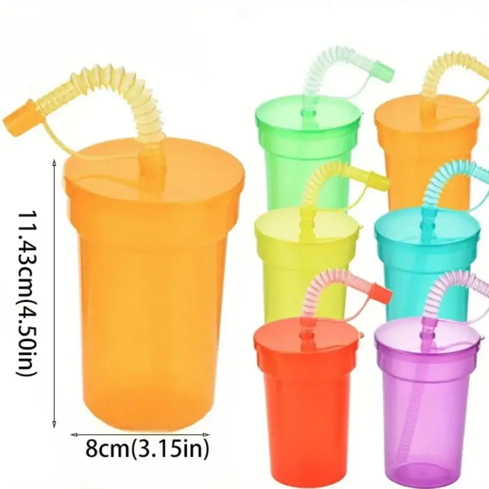 6pcs Durable Reusable Sipper Cups Spill-Proof Colourful Straws Cup Leak-Proof 380ml Drinking Cup Travel
