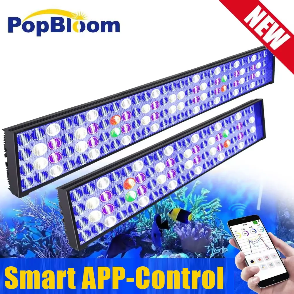PopBloom WiFi Led Aquarium Light Full Spectrum Marine Aquarium Lamp For 60-240cm Reef Corals Seawater Led Fish Tank Lights