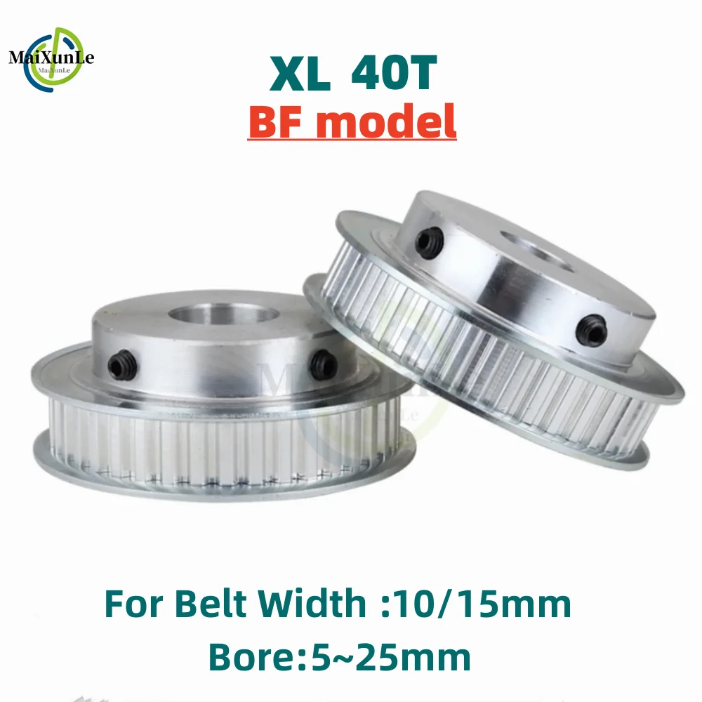 

XL BF-model 40T Timing Pulley Bore 5/6/8/10/12/14~25mm Pitch 5.08 mm Aluminum Pulley Width 11/16mm For 10/15mm XL Timing Belt