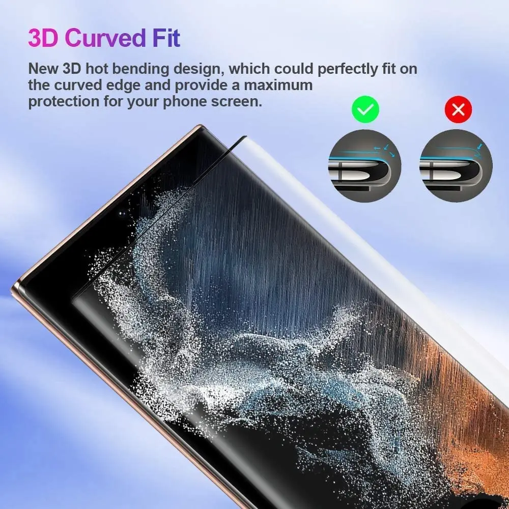 3D Curved Tempered Glass HD Screen Protector - 2/4 Pack