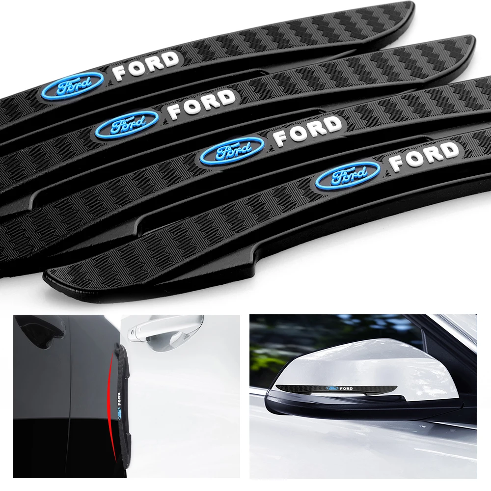 포드 머스탱 피에스타 MK7 포커스 MK4 쿠가 용 4Pcs 실리콘 자동차 도어 백미러 충돌 방지 범퍼 스트립 보호 스티커