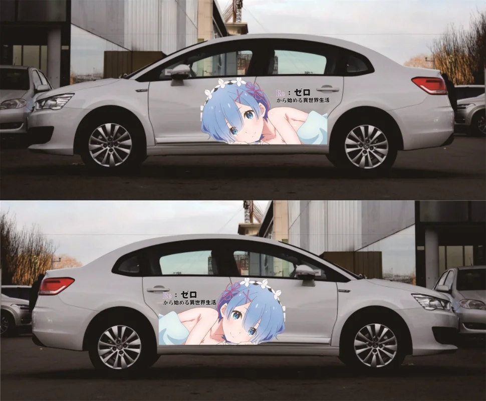 

Anime ITASHA Re:Zero Car Wrap Door Side Stickers Decal Fit With Any Cars Vinyl graphics car accessories car stickers Car Decal