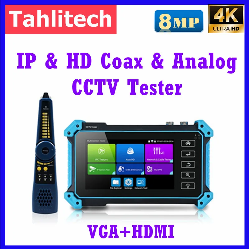 Ipc-5200C 4K Ipc Tester Cctv 8Mp Ip Cvi Tvi Ahd Sdi Tester Analogico-Monitor Vga Hdmi Input Cable Tracer Power In Poe Cable Tester